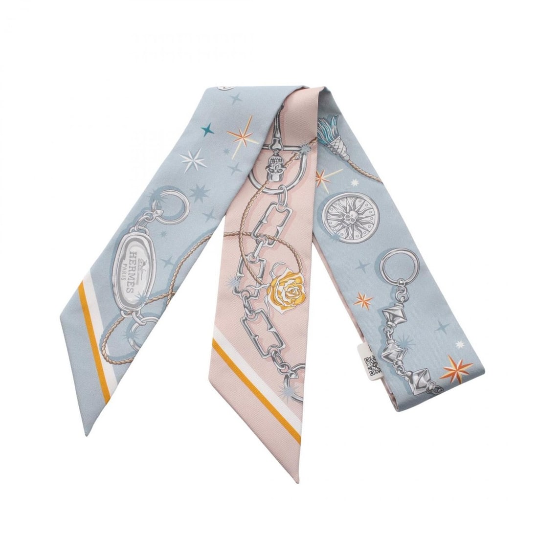 Hermes Twilly C'est La Fete Ribbon Scarf Muffler Silk Women's Blue Pink: --- Catalog ---Category: SizeSize (LxW): 85cm x 5cm / 33.46'' x 1.96''Category: DesignType: ScarfColor: Blue, PinkGender: WomenMaterial: Silk Category: GeneralBrand: Hermes--- Item List ---Section: Co