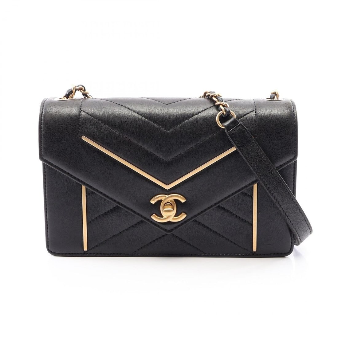 Chanel V-stitch Mini Shoulder Bag/Handbag, Lambskin Leather, Women's, Black: --- Catalog ---Category: SizeSize (HxWxD): 13cm x 20cm x 4cm / 5.11'' x 7.87'' x 1.57''Category: DesignType: Handbag, Shoulder bagColor: BlackGender: WomenMaterial: Leather Leather/Fur Type: LambskinC