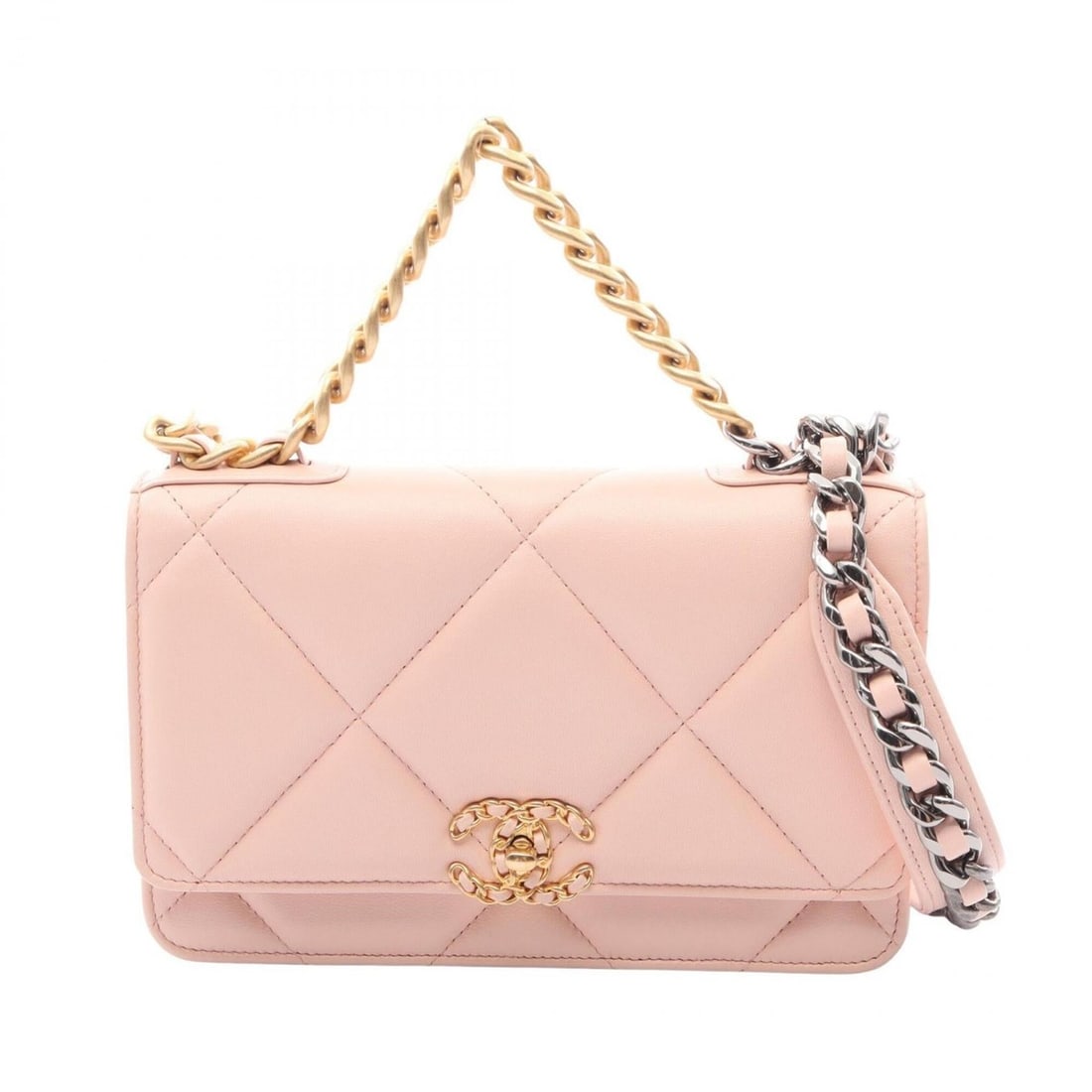 Chanel CHANEL CHANEL19 Matelassé Combination Hardware 2-Way Shoulder Bag Handbag Lambskin Leather (1 of 9)