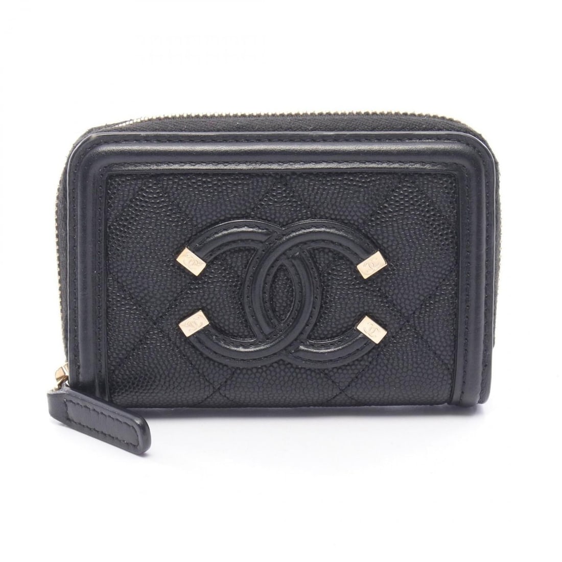 Chanel CC Filigree Matelassé Wallet/Coin Purse, Caviar Leather (Grained Calfskin), Women's, Black, (1 of 9)