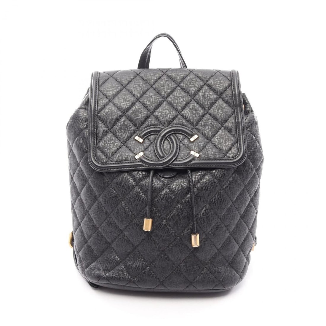 Chanel CC Filigree Matelassé Backpack/Handbag, Calfskin Leather, Women's, Black: --- Catalog ---Category: SizeSize (HxWxD): 26cm x 20cm x 11cm / 10.23'' x 7.87'' x 4.33''Category: DesignType: BackpackColor: BlackGender: WomenMaterial: Grained Calfskin Category: GeneralBrand: Chane