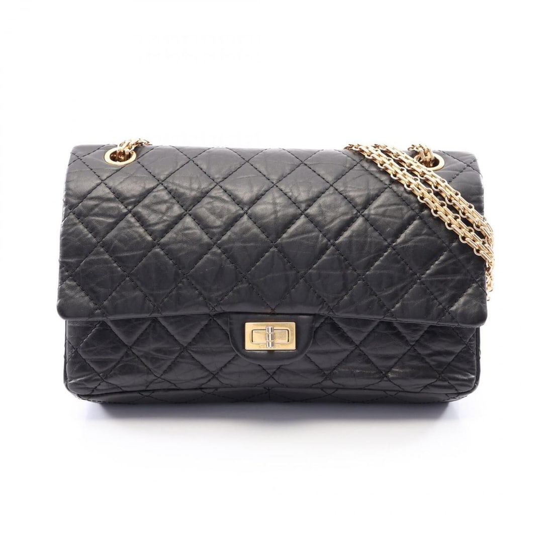 Chanel 2.55 Matelassé Double Flap Shoulder Bag Handbag Leather Women's Black: --- Catalog ---Category: SizeSize (HxWxD): 18cm x 27cm x 8cm / 7.08'' x 10.62'' x 3.14''Category: DesignType: Handbag, Shoulder bagColor: BlackGender: WomenMaterial: Leather Category: GeneralBrand: Ch