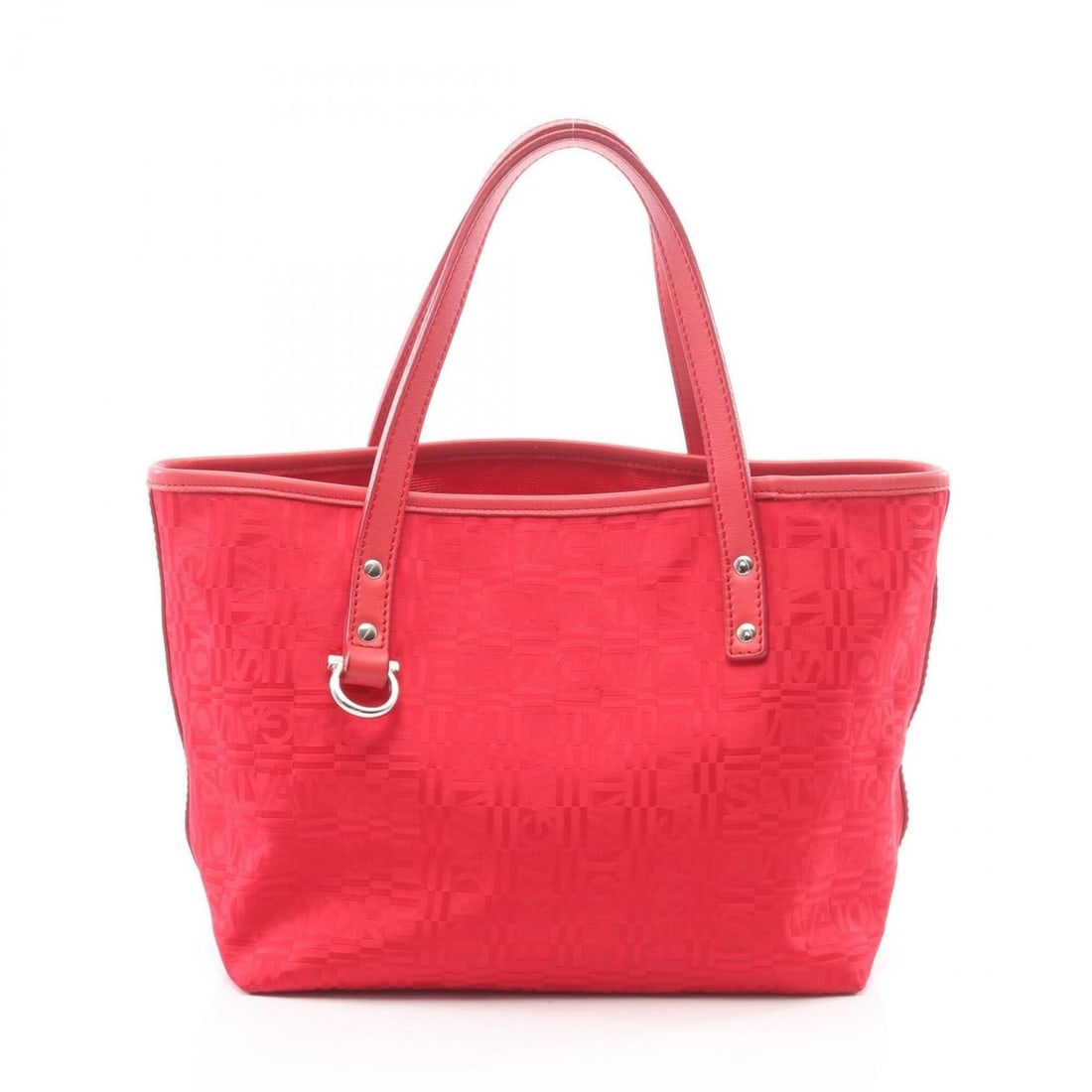 Salvatore Ferragamo Gancini logo print tote bag/handbag, canvas and leather, women's, red, size 21,: --- Catalog ---Category: SizeSize (HxWxD): 19cm x 22cm x 11.5cm / 7.48'' x 8.66'' x 4.52''Category: DesignType: Handbag, Tote bagColor: Red colorGender: WomenMaterial: Canvas , Leather Category: Gener