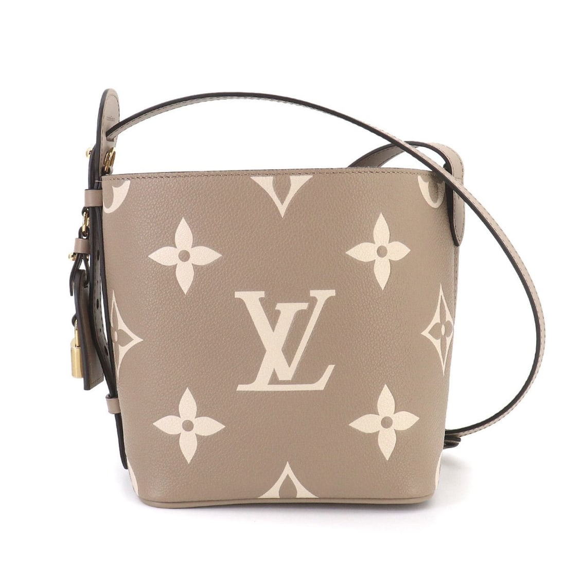 All In BB Louis Vuitton Bicolor Monogram Empreinte 2-way Hand/Shoulder Handbag Taupe Grey Crème (1 of 11)
