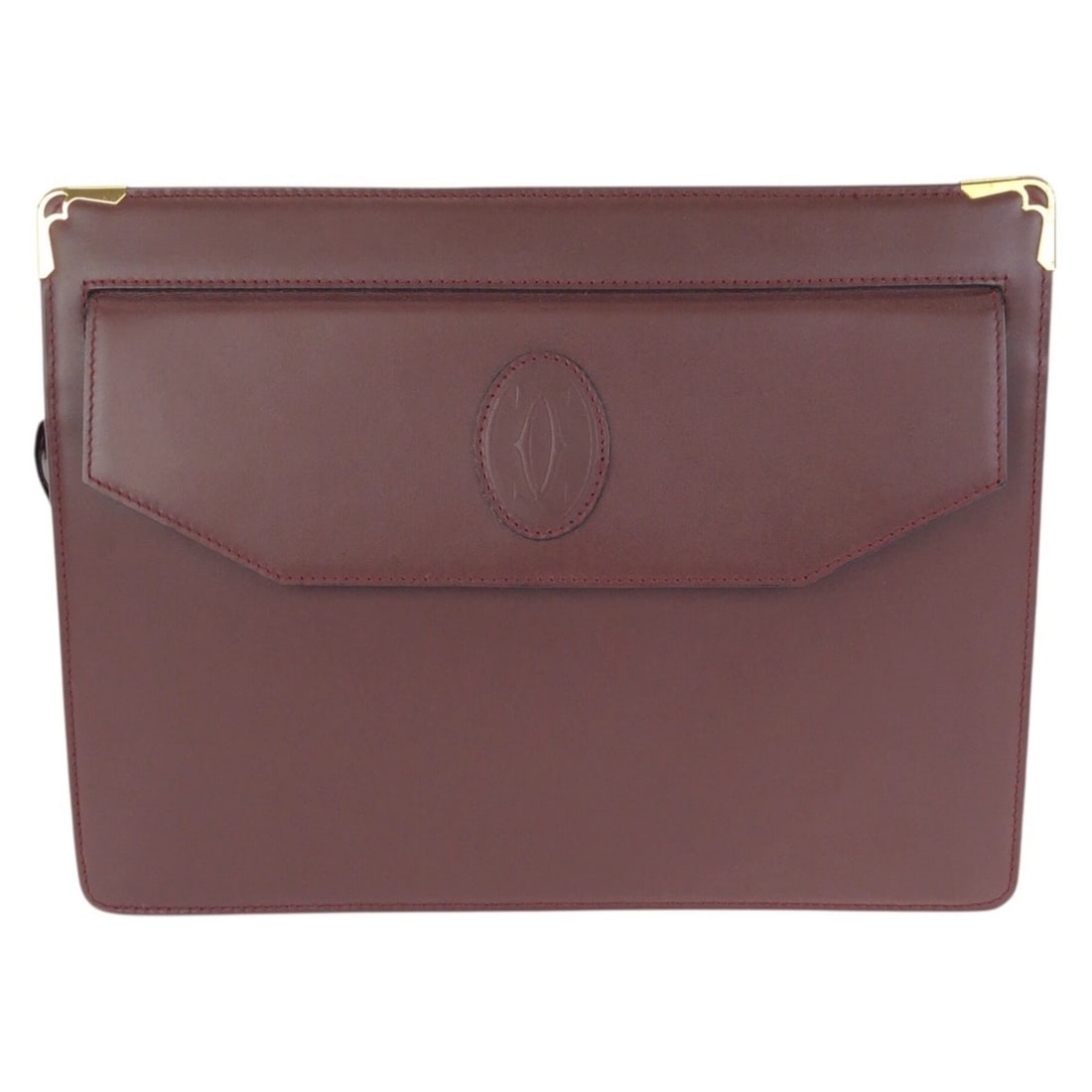 CARTIER Cartier Must Line Wine Red Bordeaux Gold Hardware Leather Clutch Bag Second Unisex Men's: --- Catalog ---Category: SizeSize (HxWxD): 20cm x 26cm x 5cm / 7.87'' x 10.23'' x 1.96''Category: DesignType: Clutch bagColor: Bordeaux, Wine redGender: Men,WomenMaterial: Leather Category: GeneralBra