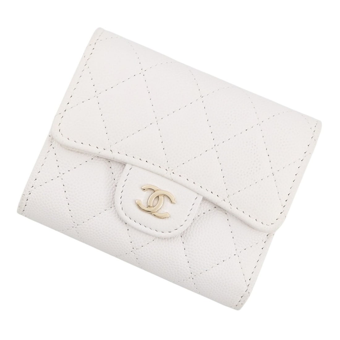 Chanel Tri-fold Wallet Matelassé Coco Mark Classic Small Flap Caviar Skin AP0229 CHANEL White (1 of 14)