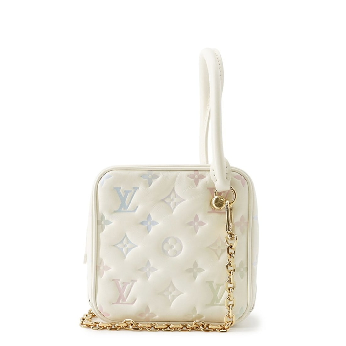 Louis Vuitton Monogram Embossed Square Bag M23059 - 2-way Shoulder Women's Handbag LOUIS VUITTON: --- Catalog ---Category: SizeSize (HxWxD): 15cm x 15cm x 14cm / 5.9'' x 5.9'' x 5.51''Category: DesignType: Handbag, Shoulder bagColor: Multi-color, WhiteGender: WomenMaterial: Monogram Category: Gene