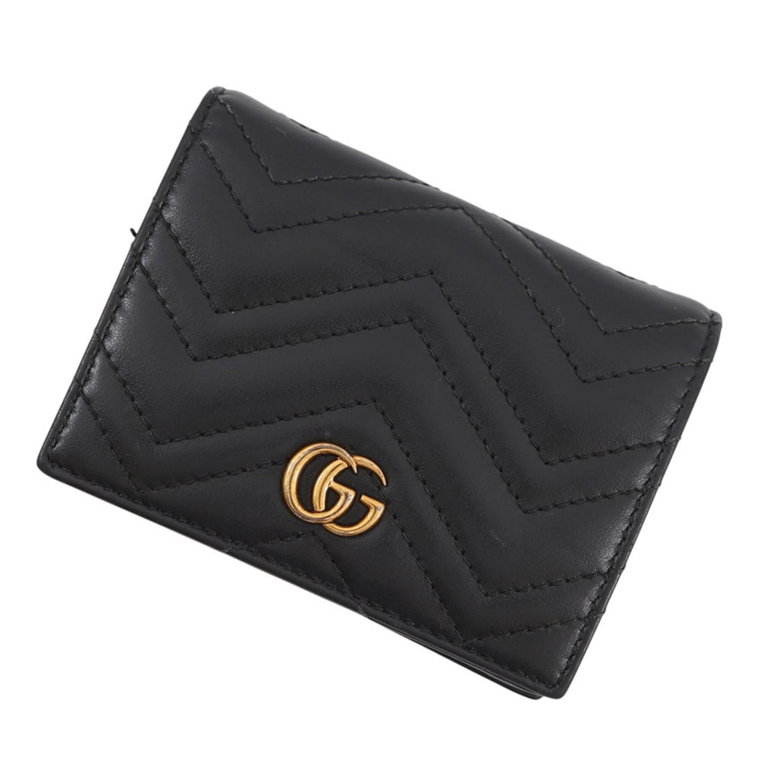 Gucci GG Marmont Bi-fold Wallet, Compact Leather, 466492, GUCCI Double G, Black, WALLET: --- Catalog ---Category: SizeSize (HxWxD): 8.5cm x 11cm / 3.34'' x 4.33''Category: DesignType: Wallet (bi-fold)Color: BlackGender: Women,MenMaterial: Leather Category: GeneralBrand: GucciCountry of Or