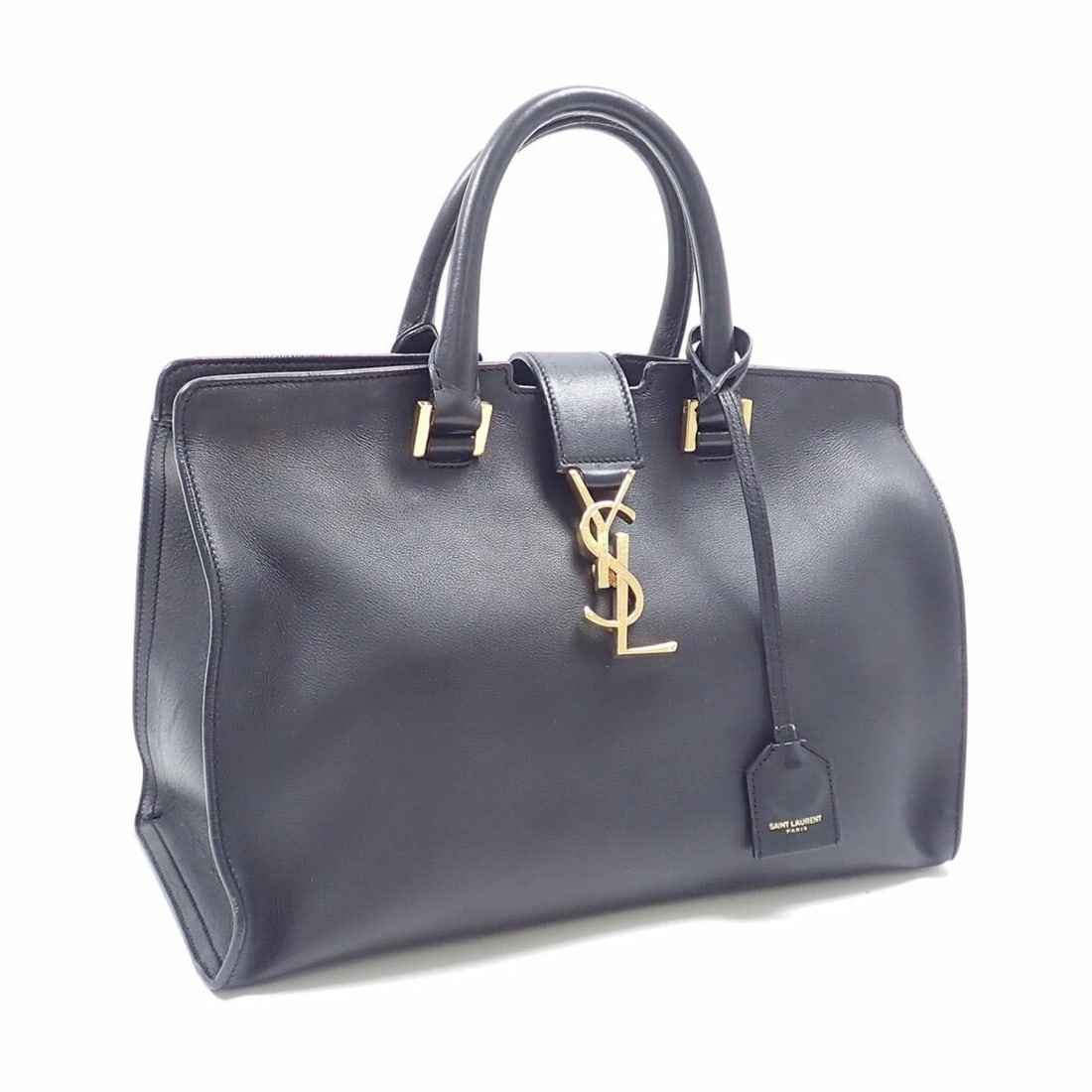 Saint Laurent Baby Cabas handbag for women, black leather, item number 424868 (1 of 10)