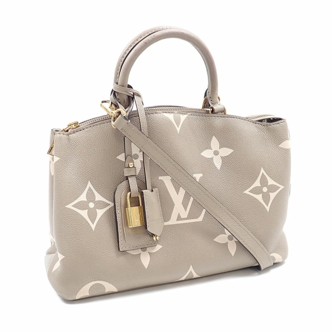 Louis Vuitton Bicolor Monogram Empreinte Petit Palais PM Handbag, Women's, M58914, Tourtrelle Crème: --- Catalog ---Category: SizeSize (HxWxD): 18cm x 29cm x 12.5cm / 7.08'' x 11.41'' x 4.92''Category: DesignType: HandbagColor: TourterelleGender: WomenMaterial: Monogram Empreinte Category: GeneralMPN