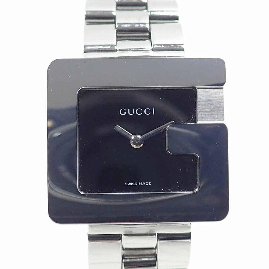 Gucci G-Square Watch, Women's, Quartz, Stainless Steel, 3600L Battery Operated: --- Catalog ---Category: SizeWrist Size: 14.5cm / 5.7''Case Diameter: 23mm / 0.91''Category: DesignType: WristwatchGender: WomenColor (Dial): BlackMaterial (Band): Stainless steelMaterial (Case): Stai