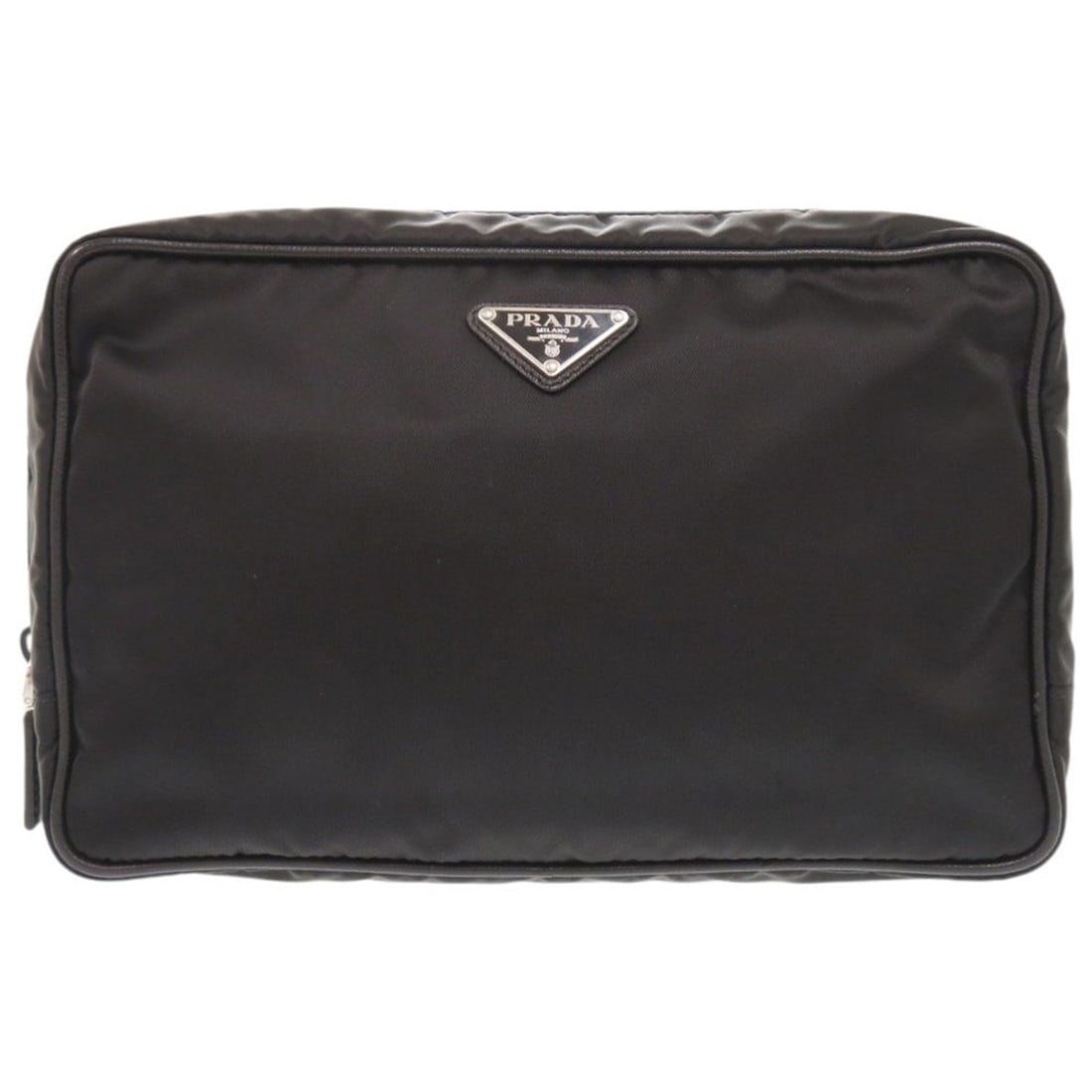 Prada Triangle Logo 2NA007 Nylon Black Second Bag Handbag Pouch 0009PRADA: --- Catalog ---Category: SizeSize (HxWxD): 16cm x 26cm x 6cm / 6.29'' x 10.23'' x 2.36''Category: DesignType: PouchColor: BlackGender: WomenMaterial: Nylon Category: GeneralMPN: 2NA007Brand: PradaCoun