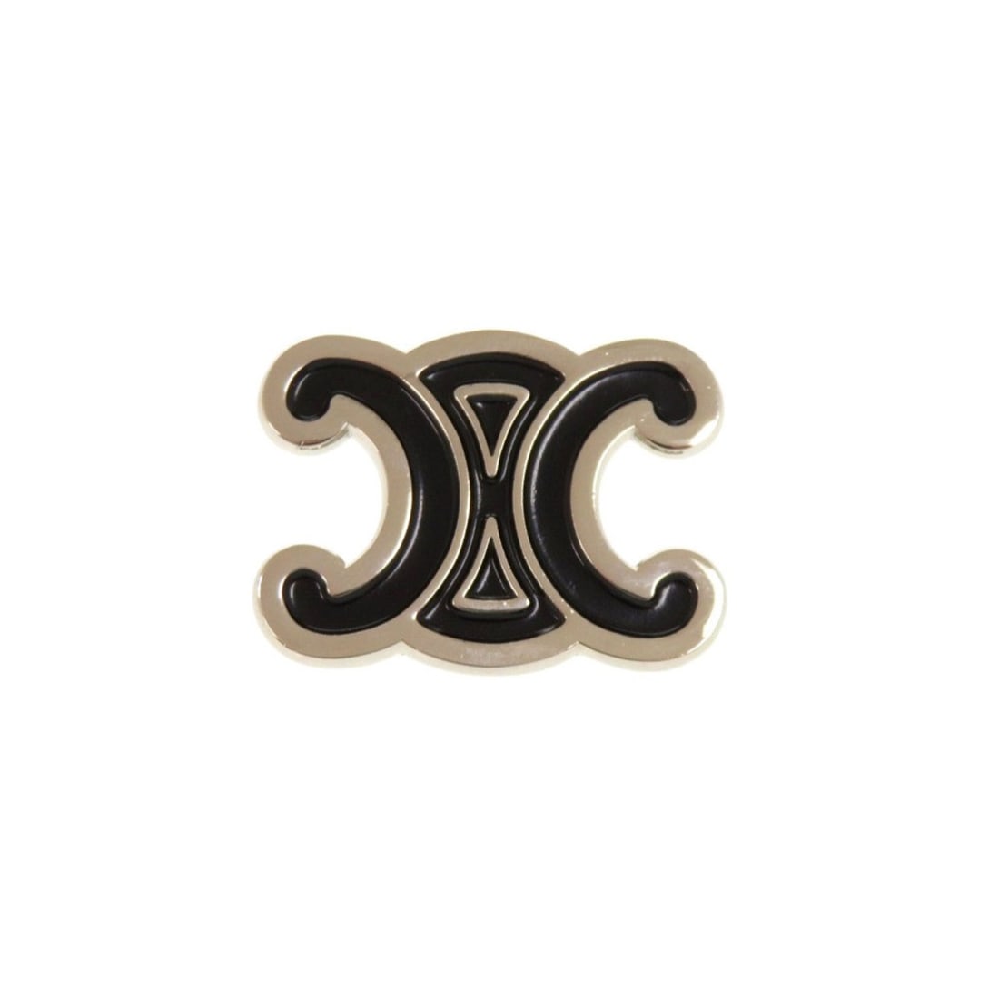 Celine Triomphe Black Silver Pin Brooch Accessory 0834 CELINE: --- Catalog ---Category: DesignType: Pin broochColor: Black, SilverGender: WomenMaterial: MetalCategory: GeneralBrand: Celine--- Item List ---Section: ConditionRanking: Rank SA Used - Hardly any trace