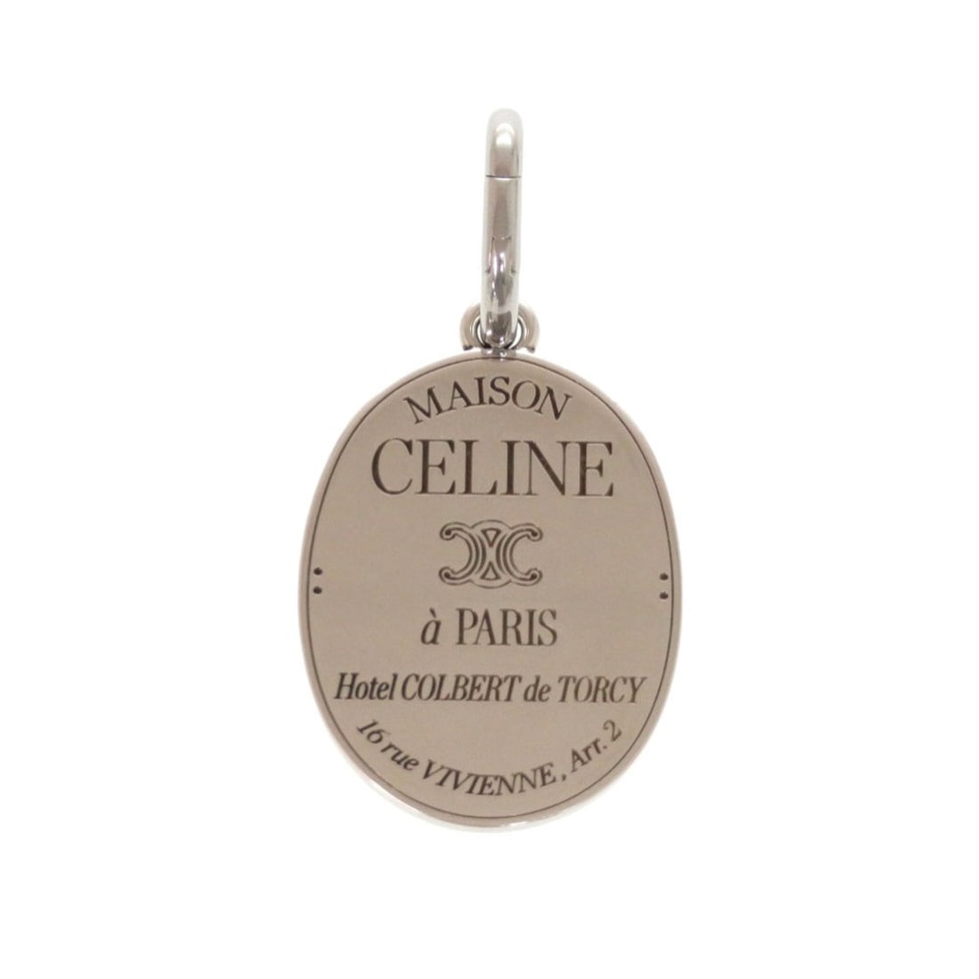 Celine Charm MAISON CELINE Medal Rhodium Finish Brass Triomphe Metal Silver Necklace Pendant 0306: --- Catalog ---Category: SizePendant Size: 30mm x 40mm / 1.18'' x 1.57''Category: DesignColor: SilverGender: WomenMaterial: MetalNecklace Type: PendantCategory: GeneralBrand: CelineCountry of Origin: 