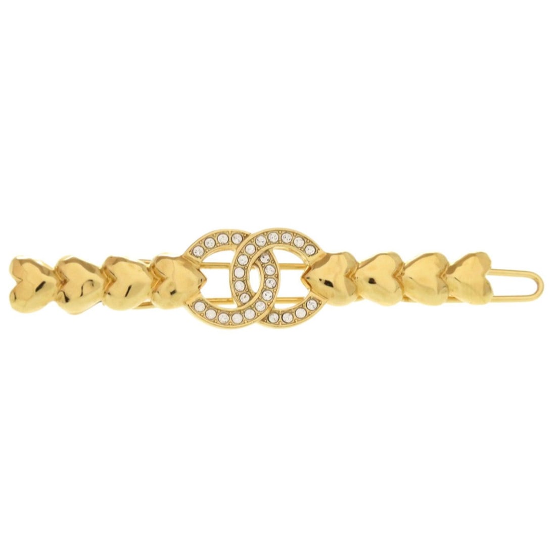 Chanel Coco Mark Heart Stone Metal Gold B23P Hairpin Accessory 1551 CHANEL: --- Catalog ---Category: DesignType: Hair pinColor: GoldGender: WomenMaterial: MetalCategory: GeneralBrand: ChanelCountry of Origin: Italy--- Item List ---Section: ConditionRanking: Rank A Used - A fe