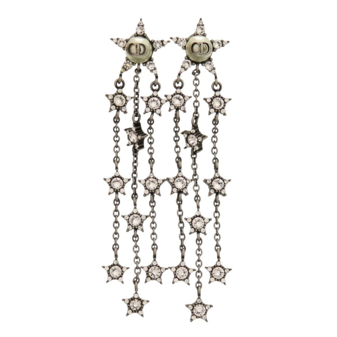 Christian Dior Star Motif CD Logo Stone Gunmetal Earrings Accessory 0872: --- Catalog ---Category: SizeSize (HxWxD): 65.00mm x 15.00mm / 2.56'' x 0.59''Category: DesignType: Drop earringsColor: GunmetalGender: WomenMaterial: MetalCategory: GeneralBrand: Christian Dior--- It