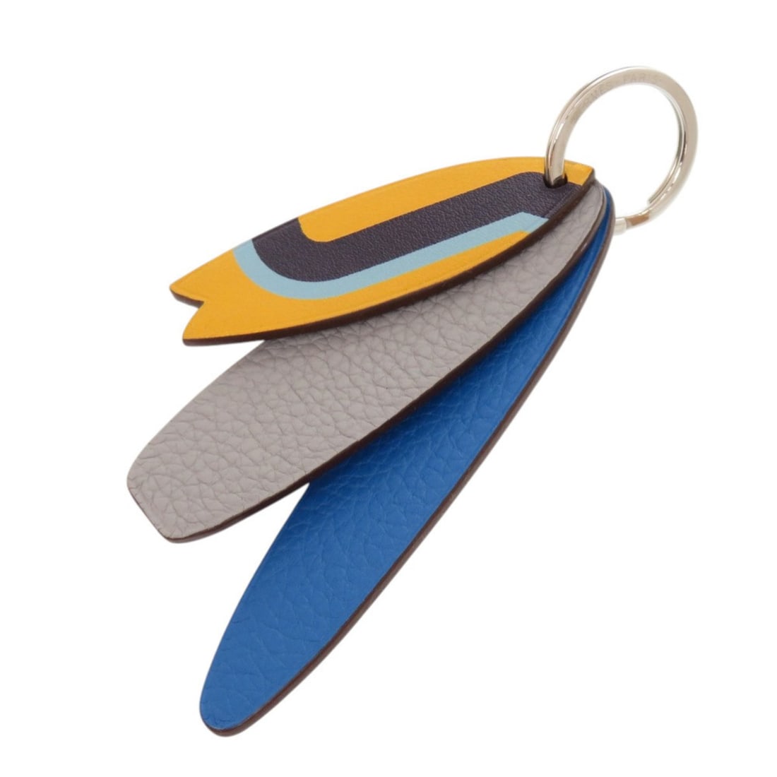 Hermes 3 Surf Surfboard Petit H Togo Veau Swift Chevre Mysore Blue Gray Keychain 0278 HERMES: --- Catalog ---Category: SizeSize (HxWxD): 12cm x 3cm / 4.72'' x 1.18''Category: DesignType: KeyringColor: Blue, GrayGender: Men,WomenMaterial: Chevre myzore leather, Swift leather, Togo leatherCatego