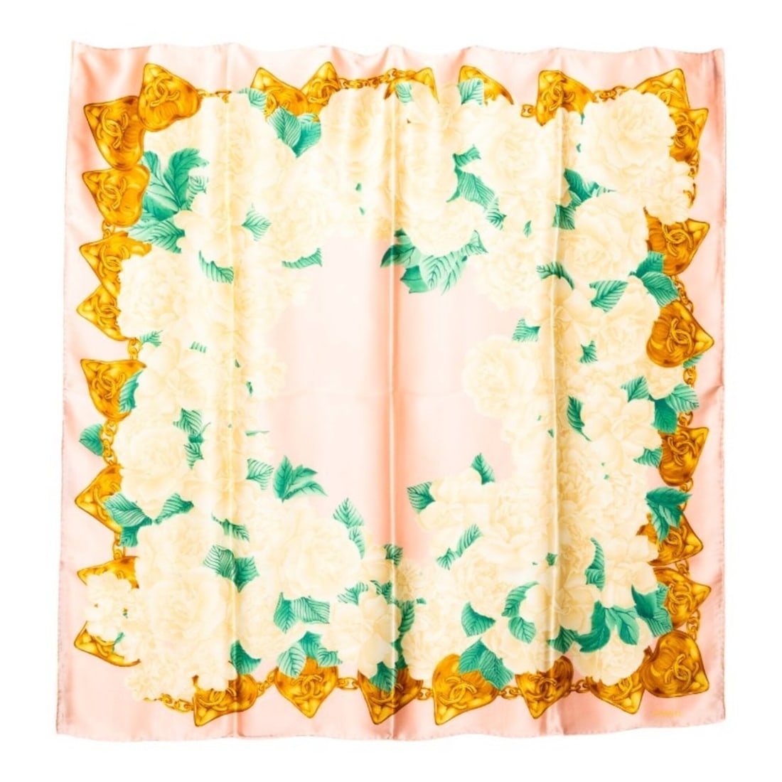 Chanel Coco Mark Camellia Scarf Muffler Pink Beige Silk Women's CHANEL (1 of 10)