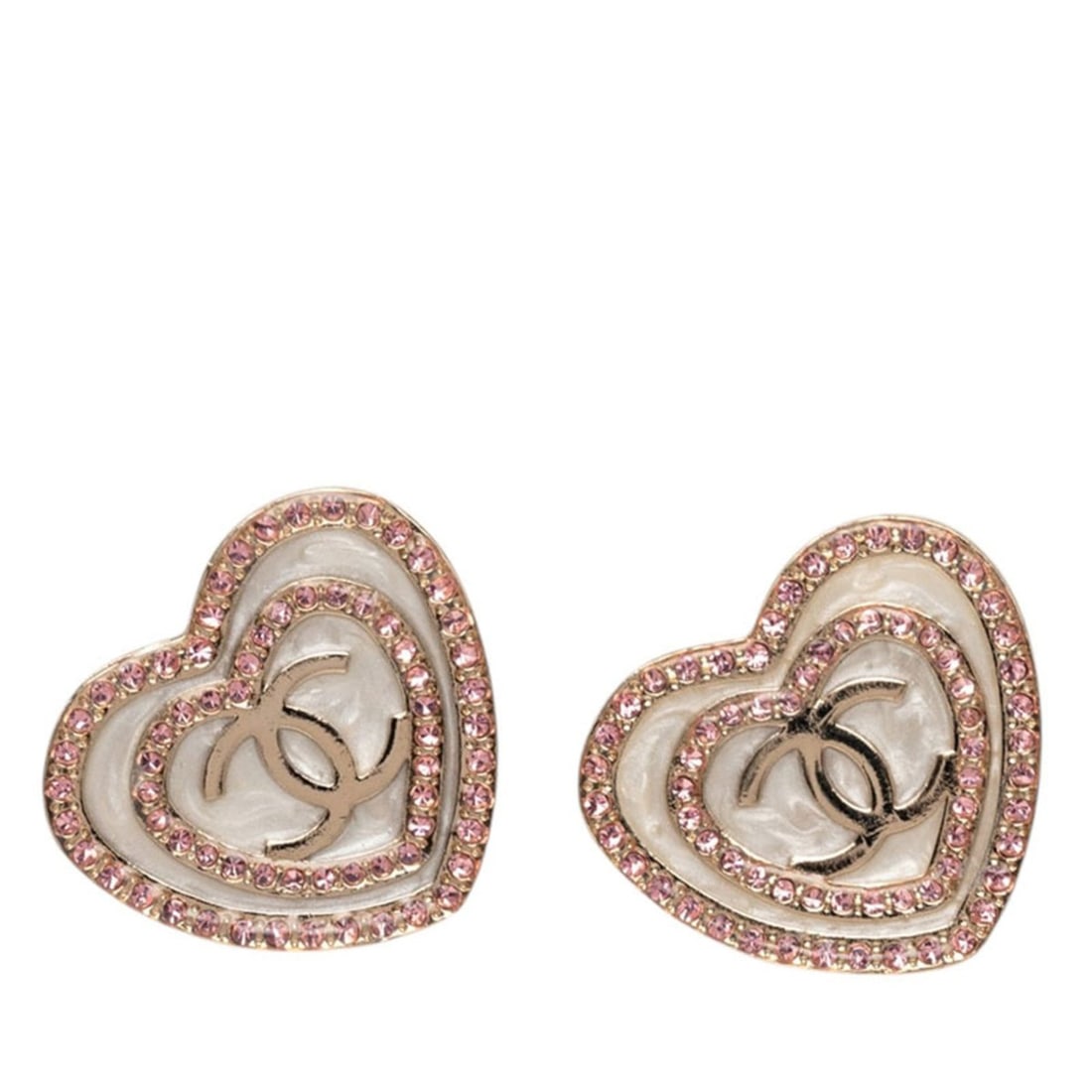 Chanel Coco Mark Heart Motif Stud Earrings B24S Gold Pink Plated Rhinestone Women's CHANEL: --- Catalog ---Category: SizeStone Size (HxW): 17.50mm x 19.80mm / 0.69'' x 0.78''Category: DesignType: Stud earringsColor: Gold, PinkGender: WomenMaterial: RhinestoneCategory: GeneralBrand: Chanel---