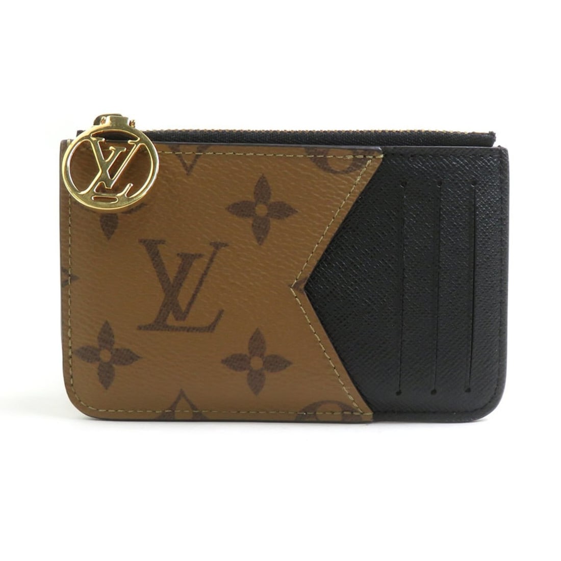 Louis Vuitton LOUIS VUITTON Wallet/Coin Purse Monogram Reverse Portecarte Romy Brown Gold Women's (1 of 13)