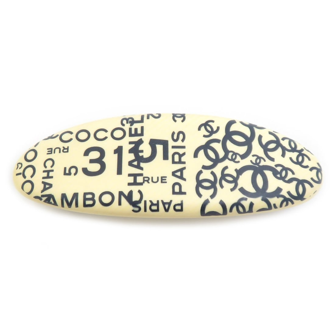 Chanel CHANEL Barrette Coco Mark Wood Metal Beige Navy Silver Women's e61968i: --- Catalog ---Category: SizeSize (LxW): 8cm x 2.5cm / 3.14'' x 0.98''Category: DesignType: BarretteColor: Beige, Navy, SilverGender: WomenMaterial: Metal, WoodCategory: GeneralBrand: ChanelCountry of