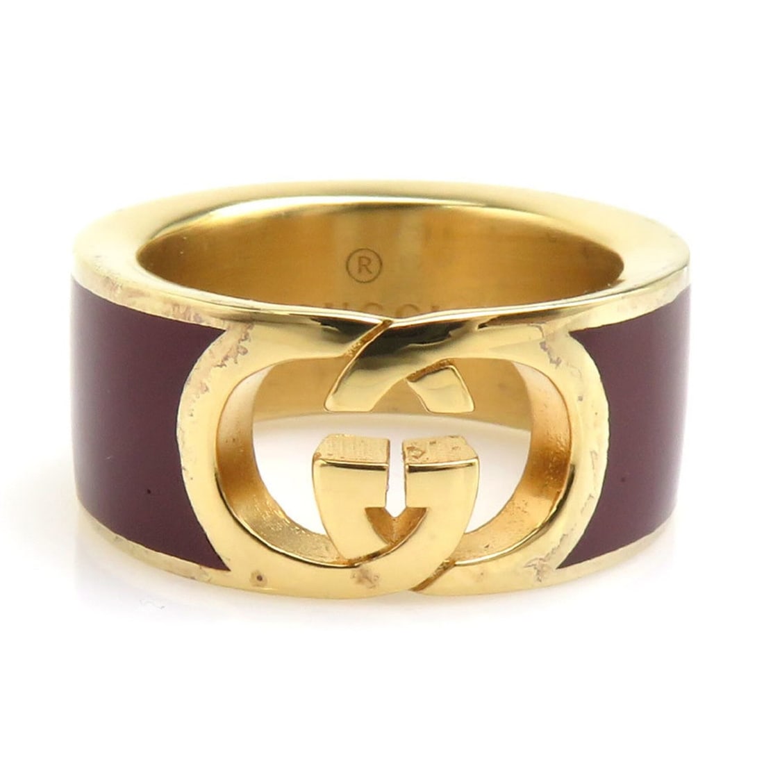 Gucci ring, Interlocking G design, metal, burgundy gold, women's, size 1, h32276a: --- Catalog ---Category: SizeJP Size: 13Category: DesignType: Band ringColor: Bordeaux, GoldGender: WomenMaterial: MetalCategory: GeneralBrand: GucciCountry of Origin: Italy--- Item List ---Section: C
