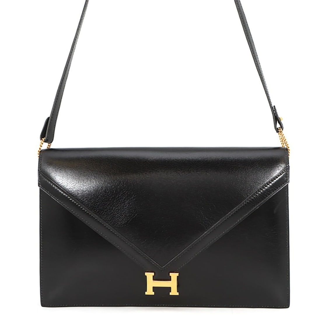 Hermes Liddy Shoulder Bag, Black Box Calf Leather, with ?N stamp. HERMES handbag, black, women's.: --- Catalog ---Category: SizeWeight: 360g / 12.69oz.Size (HxWxD): 16.5cm x 25.5cm x 2cm / 6.49'' x 10.03'' x 0.78''Strap Length: 86cm / 33.85''Category: DesignType: Handbag, Shoulder bagColor: BlackGe