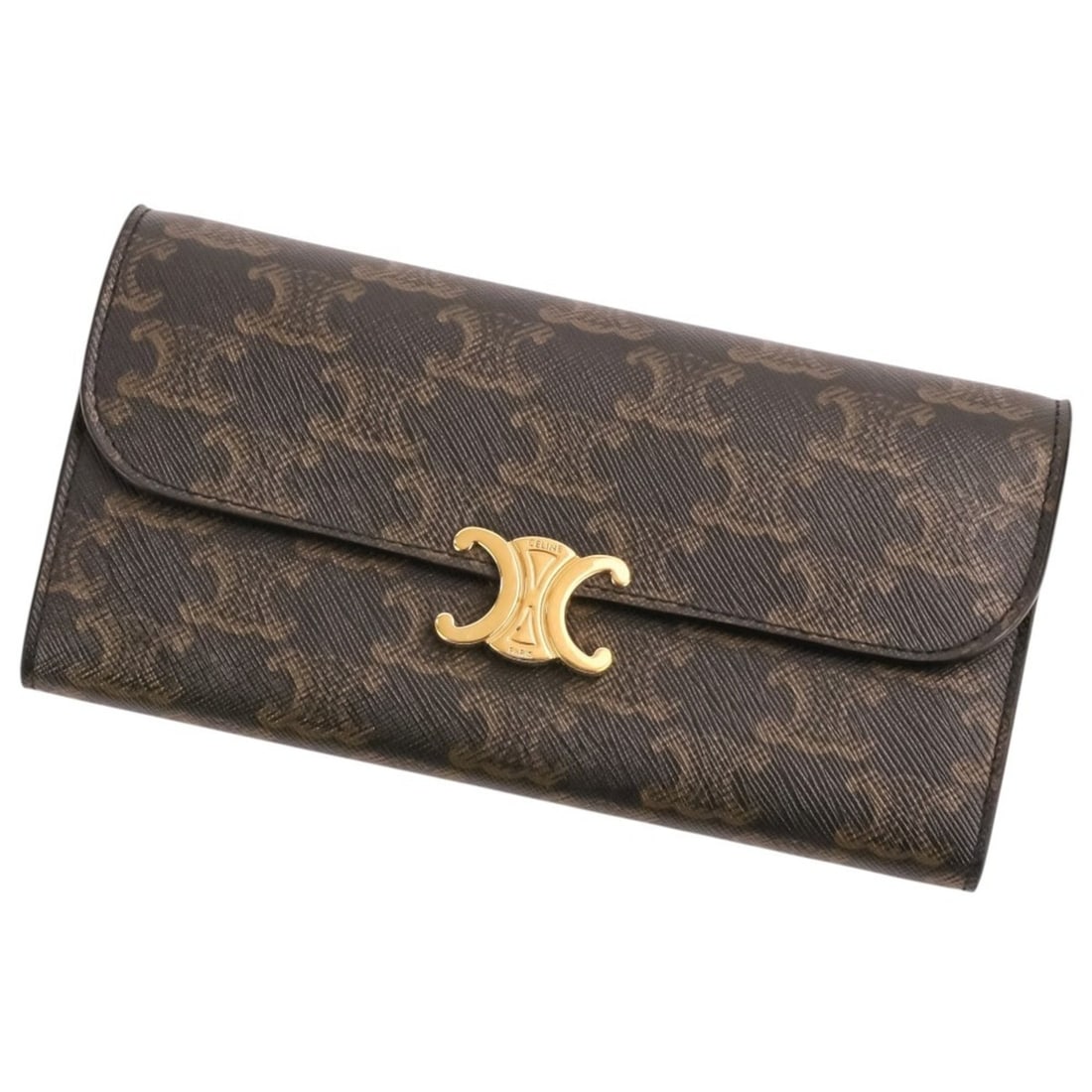 CELINE Celine Triomphe Hardware Long Wallet, Brown, Women's: --- Catalog ---Category: SizeSize (HxWxD): 9.5cm x 19cm x 2.5cm / 3.74'' x 7.48'' x 0.98''Category: DesignType: Long wallet (bi-fold)Color: BrownGender: WomenMaterial: PVC Category: GeneralBrand: Celi