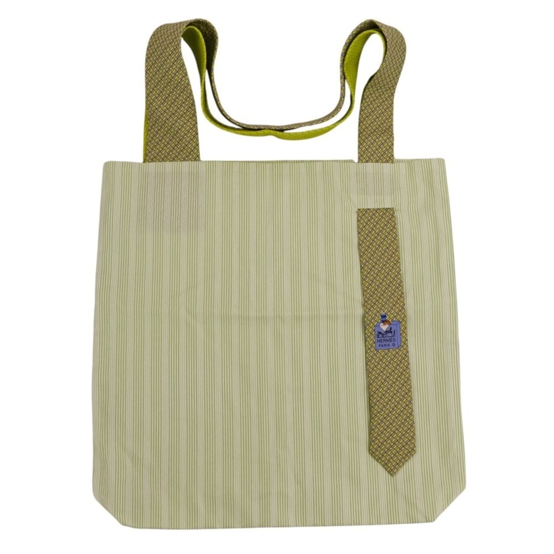 HERMES Petit H Necktie Cotton Tote Bag Shoulder Light Green Men's Women's: --- Catalog ---Category: SizeSize (HxWxD): 35.5cm x 35.5cm x 6.7cm / 13.97'' x 13.97'' x 2.63''Category: DesignType: Shoulder bag, Tote bagColor: Light greenGender: Men,WomenMaterial: Cotton Category: