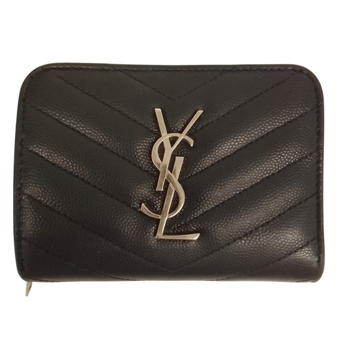 Yves Saint Laurent Cassandra V-stitch Wallet, Bi-fold GUE403723, Black, Women's: --- Catalog ---Category: SizeSize (HxWxD): 9.5cm x 12.5cm x 3.5cm / 3.74'' x 4.92'' x 1.37''Category: DesignType: Wallet (bi-fold)Color: Black, WhiteGender: WomenMaterial: Leather Category: GeneralBra