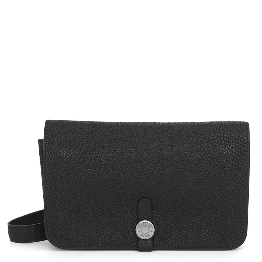 Hermes Dogon Waist Bag, Black Togo Leather: --- Catalog ---Category: SizeSize (HxWxD): 13cm x 19.5cm x 2.5cm / 5.11'' x 7.67'' x 0.98''Strap Length: 102cm / 40.15''Category: DesignType: Fanny packColor: BlackGender: Men,WomenClosure: FlapMateri