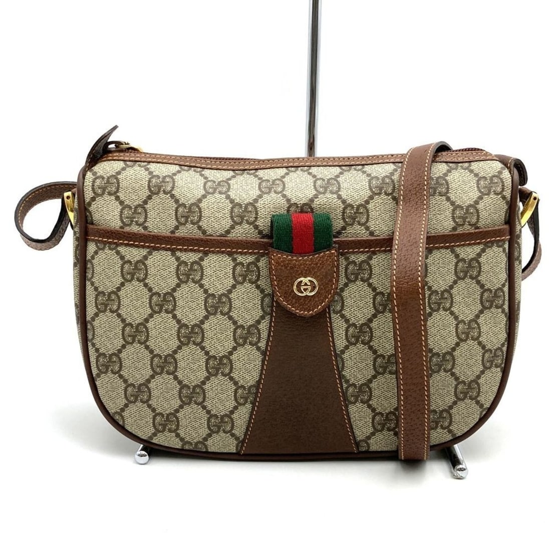 GUCCI (Old Gucci) 001-58 Sherry GG Supreme Shoulder Bag, Leather, Beige/Brown, Women's: --- Catalog ---Category: SizeSize (HxWxD): 18cm x 22cm x 8cm / 7.08'' x 8.66'' x 3.14''Category: DesignType: Shoulder bagColor: Beige, Beige brownGender: WomenMaterial: GG Supreme Category: GeneralMPN