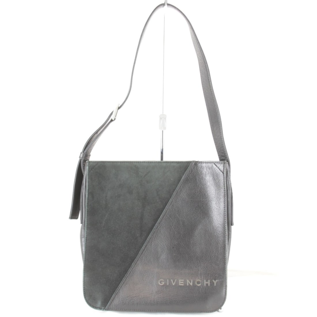 GIVENCHY Square Shoulder Bag, Suede/Leather, Black, Women's: --- Catalog ---Category: SizeWeight: 300g / 10.58oz.Size (HxWxD): 22cm x 21cm x 5cm / 8.66'' x 8.26'' x 1.96''Strap Length: 58cm / 22.83''Category: DesignType: Shoulder bagColor: BlackGender: WomenMat