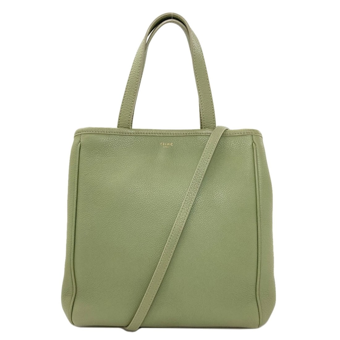 Celine 2-way handbag, calfskin, women's.: --- Catalog ---Category: SizeSize (HxWxD): 25cm x 23cm x 10cm / 9.84'' x 9.05'' x 3.93''Category: DesignType: HandbagColor: GreenGender: WomenCategory: GeneralBrand: Celine--- Item List ---Section: Co