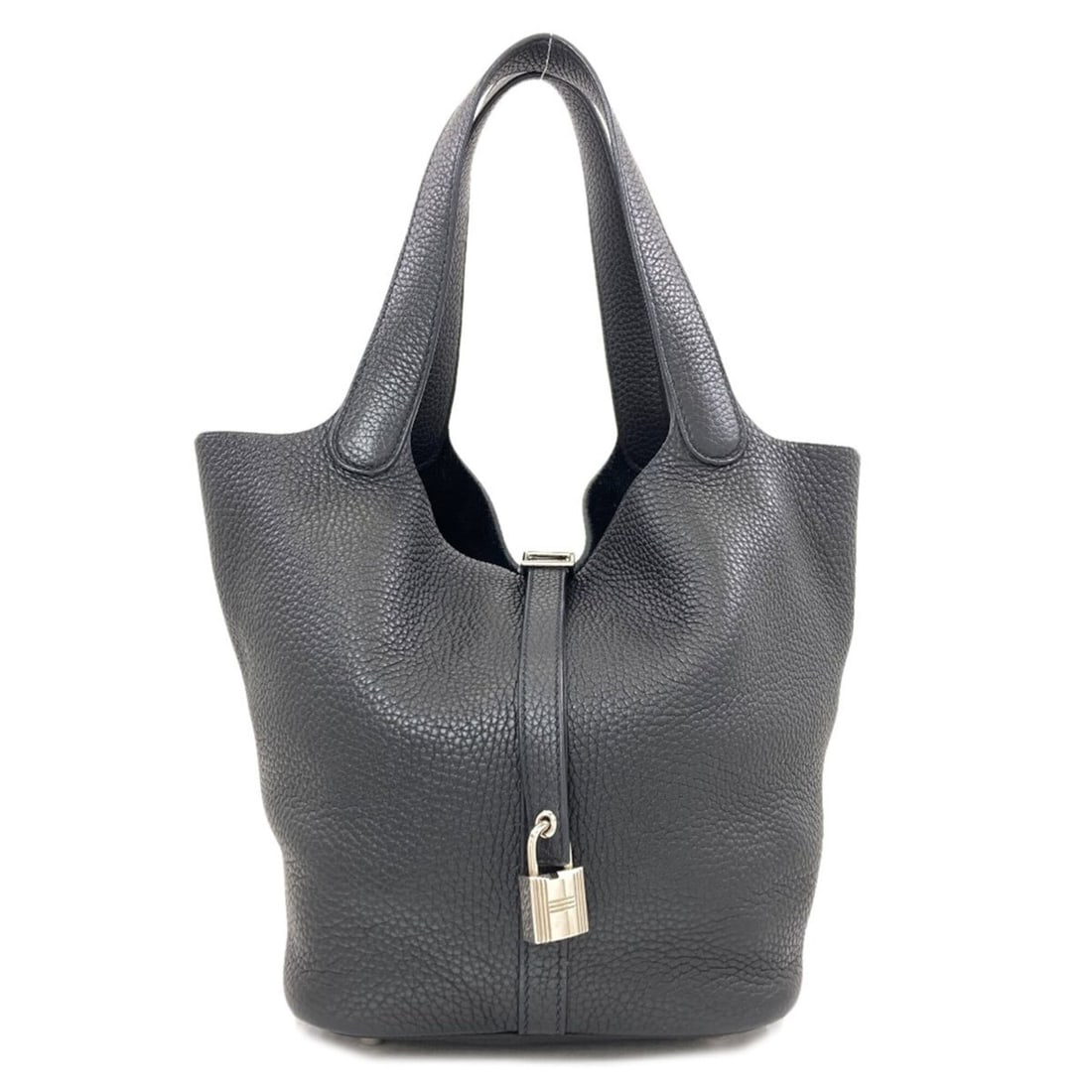 Hermes Picotin Lock MM Silver Hardware Handbag, Taurillon Clemence Leather, Women's HERMES: --- Catalog ---Category: SizeSize (HxWxD): 22cm x 18cm x 22cm / 8.66'' x 7.08'' x 8.66''Category: DesignType: HandbagColor: BlackGender: WomenMaterial: Taurillon clemence leather Category: GeneralBran