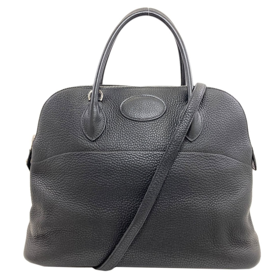 Hermes Bolide 35 handbag with silver hardware, made of Taurillon Clemence leather, for women.: --- Catalog ---Category: SizeSize (HxWxD): 27cm x 35cm x 14cm / 10.62'' x 13.77'' x 5.51''Category: DesignType: HandbagColor: BlackGender: WomenMaterial: Taurillon clemence leather Category: GeneralBr