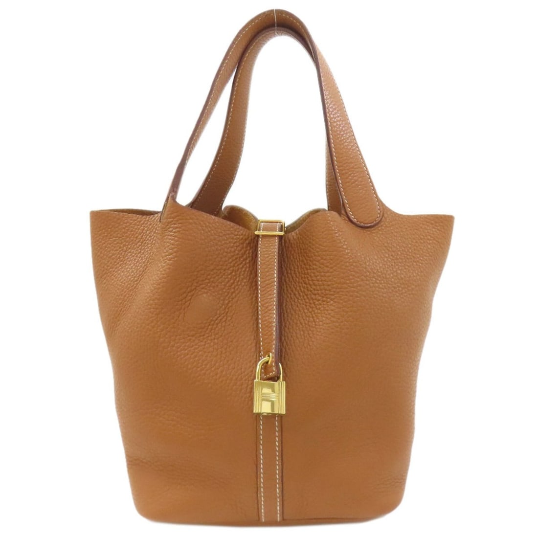 Hermes Picotin Lock MM Gold Handbag with Hardware, Taurillon Clemence Leather, Women's: --- Catalog ---Category: SizeSize (HxWxD): 22cm x 18cm x 22.5cm / 8.66'' x 7.08'' x 8.85''Category: DesignType: HandbagColor: GoldGender: WomenMaterial: Taurillon clemence leather Category: GeneralBra