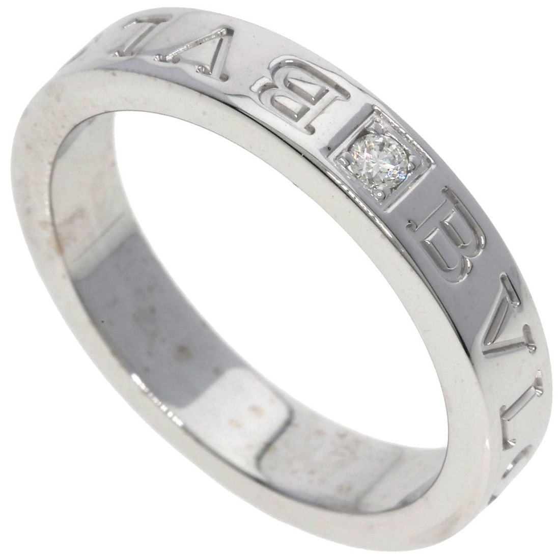 Bulgari Double Logo Diamond Ring, 18K White Gold, Women's BVLGARI: --- Catalog ---Category: SizeJP Size: 15.5US Size: 7.5Category: DesignType: Band ringGender: WomenMaterial: White gold (18K)Category: GeneralBrand: Bvlgari--- Item List ---Section: ConditionRanking: R
