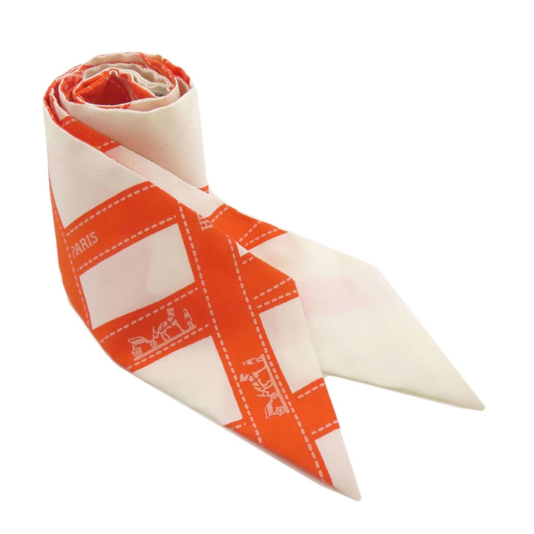 Hermes Waikiki Limited Edition Twilly Scarf Muffler Silk Women's HERMES: --- Catalog ---Category: SizeSize (LxW): 86cm x 5cm / 33.85'' x 1.96''Category: DesignType: ScarfColor: Orange, WhiteGender: WomenMaterial: Silk Category: GeneralBrand: Hermes--- Item List ---Section: