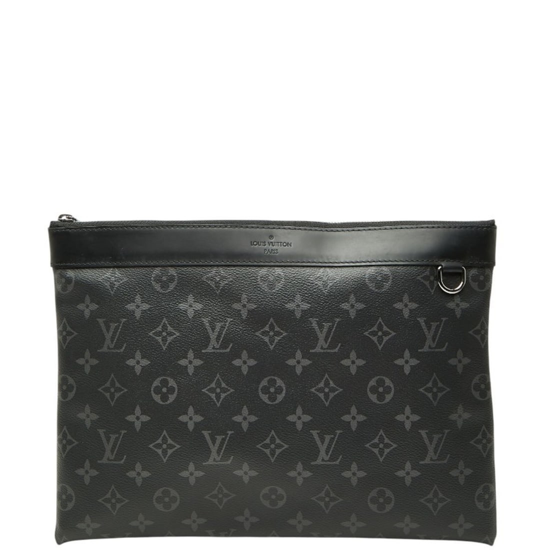 Louis Vuitton Monogram Eclipse Pochette Discovery Clutch Bag, Second M62291, Black Leather, Men's, (1 of 16)