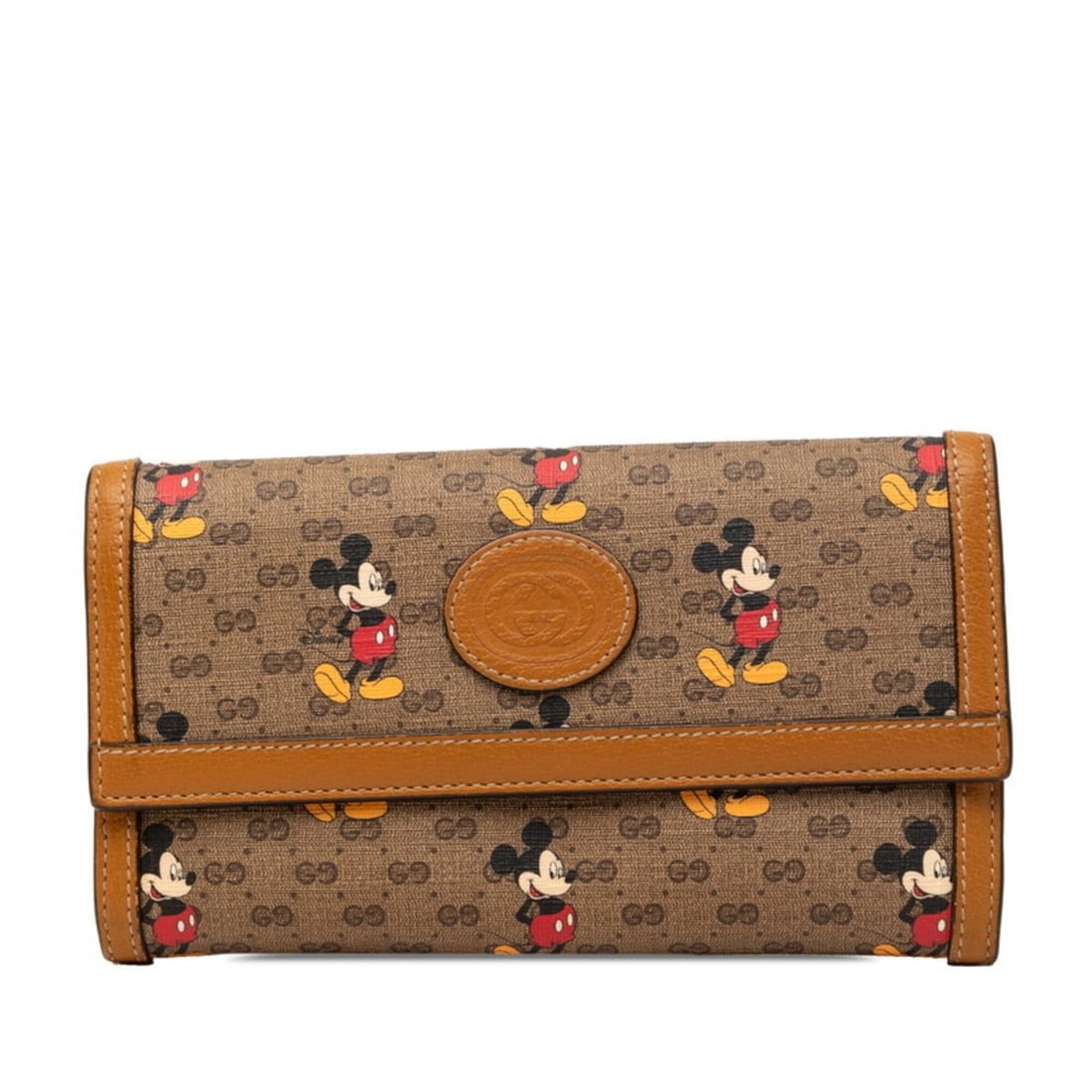 Gucci x Disney Mini GG Supreme Mickey Mouse Continental Wallet Long 602530 Brown Leather Women's: --- Catalog ---Category: SizeSize (HxWxD): 10cm x 19cm x 2.5cm / 3.93'' x 7.48'' x 0.98''Category: DesignType: Long wallet (bi-fold)Color: BrownGender: WomenMaterial: PVC , Leather Category: GeneralMP
