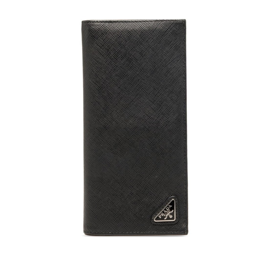 Prada Triangle Logo Plate Long Wallet, Black Sapphire Leather, Women's PRADA: --- Catalog ---Category: SizeSize (HxWxD): 19cm x 9cm x 1.5cm / 7.48'' x 3.54'' x 0.59''Category: DesignType: Long wallet (bi-fold)Color: BlackGender: WomenMaterial: Leather Leather/Fur Type: Saffiano