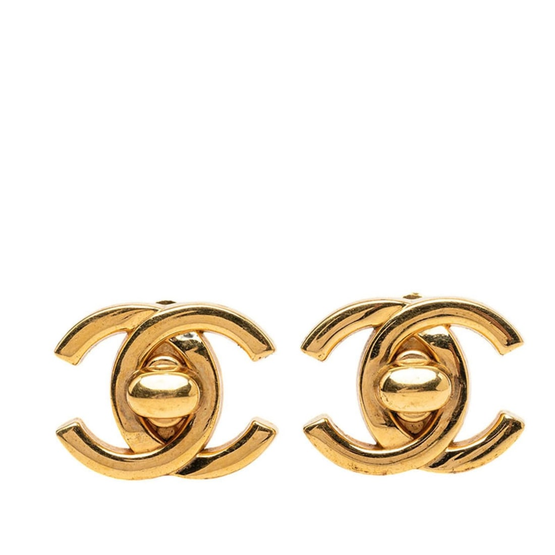Chanel Coco Mark Turnlock Vintage Earrings 96P Gold Plated Women's CHANEL: --- Catalog ---Category: SizeSize (HxWxD): 21.60mm x 27.00mm / 0.85'' x 1.06''Category: DesignType: Clip earringsColor: GoldGender: WomenCategory: GeneralBrand: Chanel--- Item List ---Section: Conditi