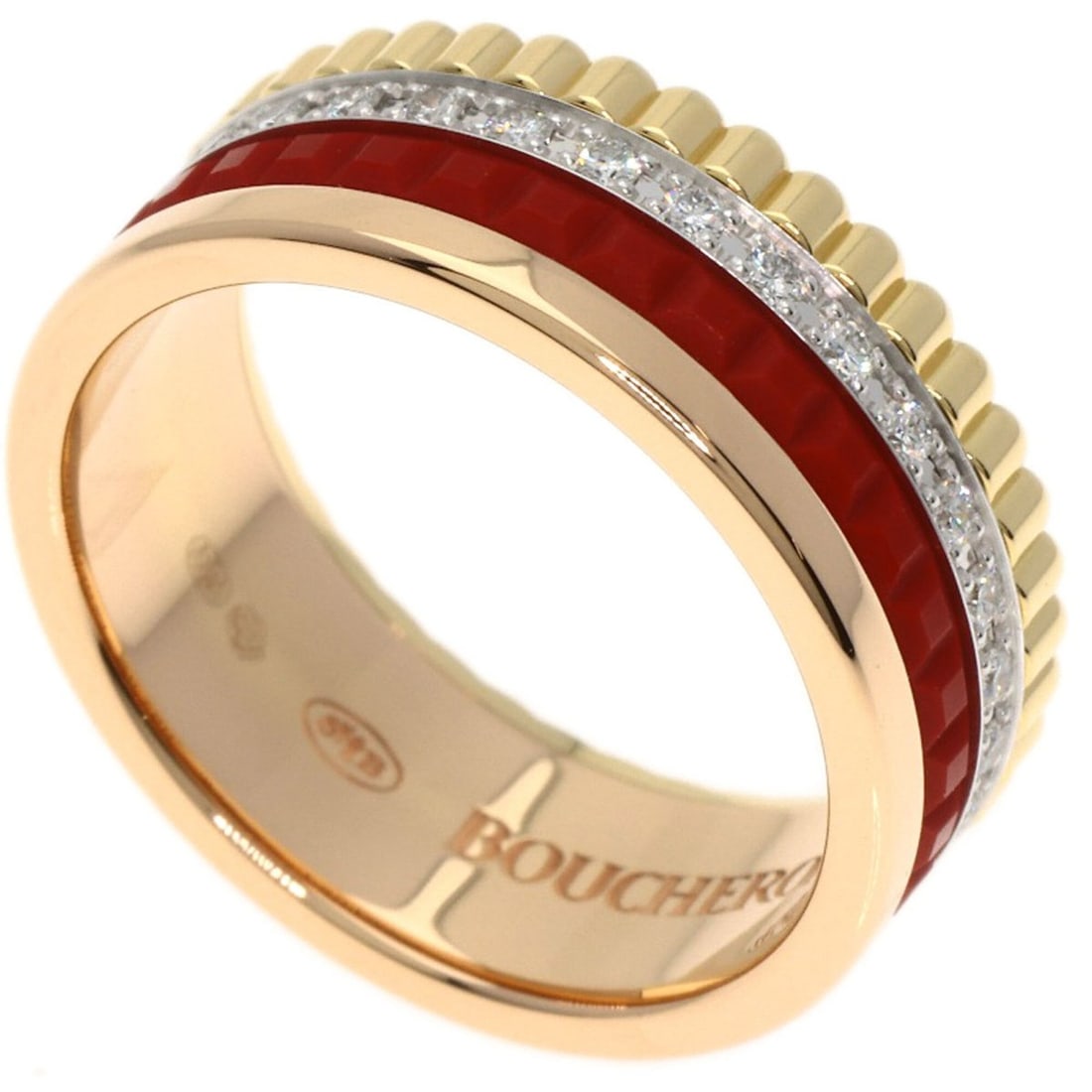 Boucheron Quatre Small Red Ceramic Diamond Ring JRG0293847 18K Pink Gold Women's: --- Catalog ---Category: SizeJP Size: 7US Size: 4Category: DesignType: Band ringColor: Pink gold, Red colorStone: DiamondGender: WomenMaterial: Pink gold (18K)Category: GeneralMPN: JRG0293847Brand: Bo