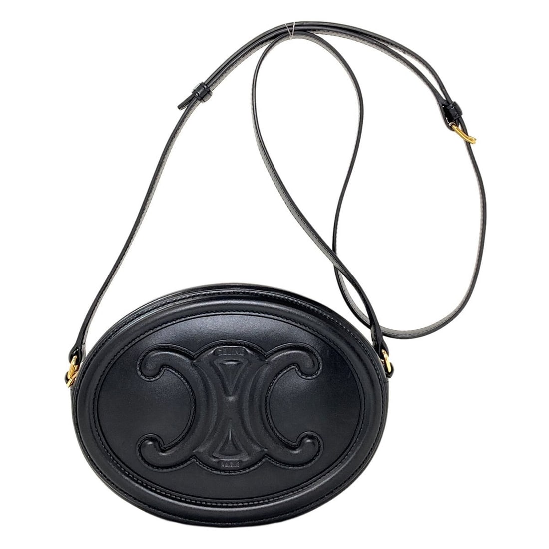 Celine Triomphe Oval Purse Shoulder Bag, Calfskin, Women's CELINE: --- Catalog ---Category: SizeSize (HxWxD): 16cm x 20cm x 7cm / 6.29'' x 7.87'' x 2.75''Category: DesignType: Shoulder bagColor: BlackGender: WomenCategory: GeneralBrand: Celine--- Item List ---Section