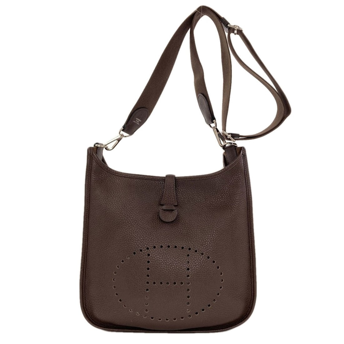 Hermes Evelyne 3 PM Shoulder Bag with Silver Hardware, Taurillon Leather, Women's: --- Catalog ---Category: SizeSize (HxWxD): 28cm x 8cm / 11.02'' x 3.14''Category: DesignType: Shoulder bagColor: Dark brownGender: WomenMaterial: Taurillon clemence leather Category: GeneralBrand: Her