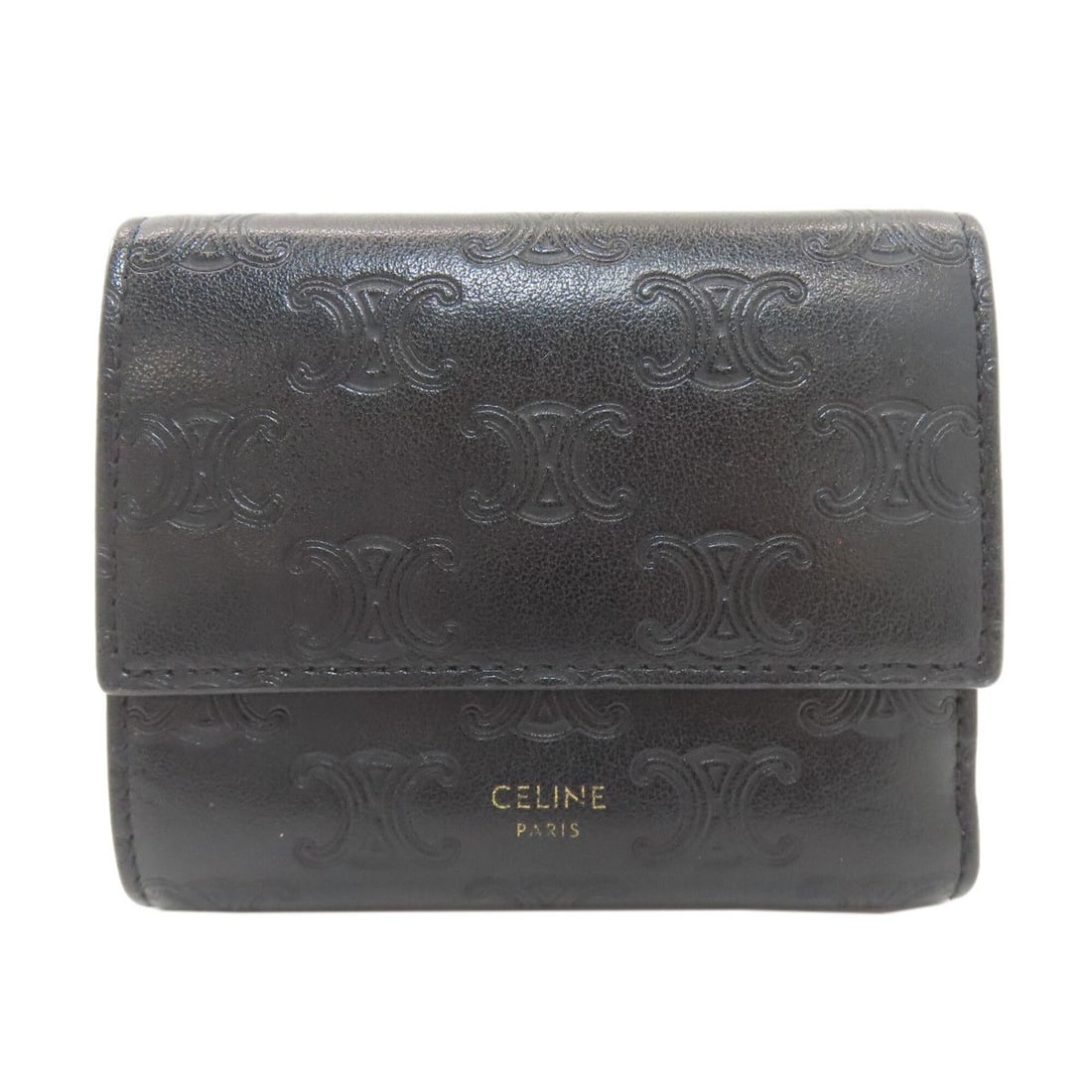 Celine Small Trifold Wallet, Leather Tri-fold Women's CELINE: --- Catalog ---Category: SizeSize (HxWxD): 10cm x 10.5cm x 3cm / 3.93'' x 4.13'' x 1.18''Category: DesignType: Wallet (tri-fold)Color: BlackGender: WomenMaterial: Leather Category: GeneralBrand: Celin