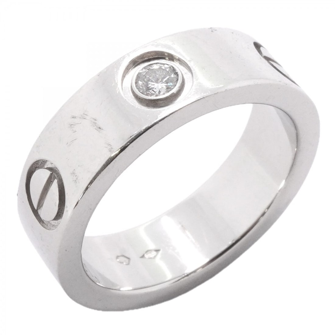 Cartier Love Ring, 1PD (Pt950) Platinum Diamond, Size 49, Ladies' (1 of 10)