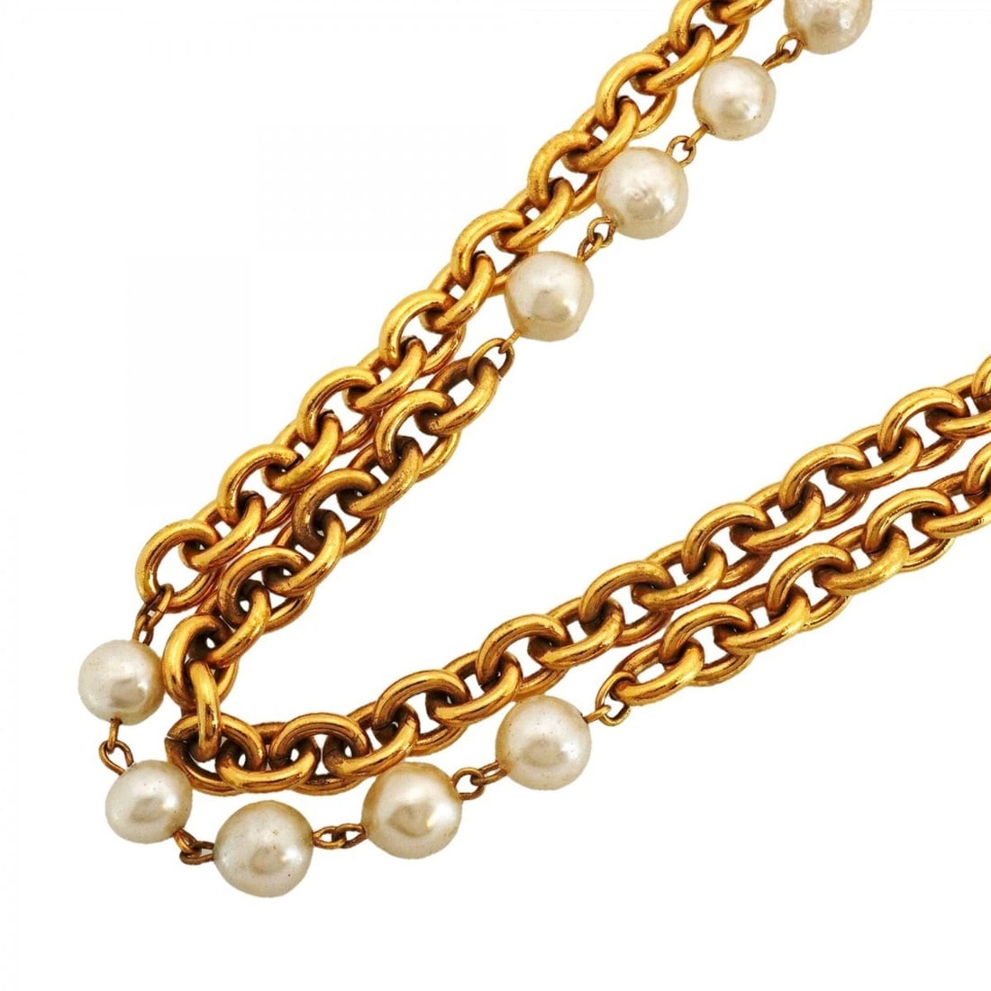 Chanel Necklace, GP Plated, Faux Pearl, Gold, Women's: --- Catalog ---Category: SizeNeck Circumference: 95 cm / 37.4''Category: DesignColor: GoldGender: WomenMaterial: Gold platingNecklace Type: NecklaceCategory: GeneralBrand: Chanel--- Item List ---Secti