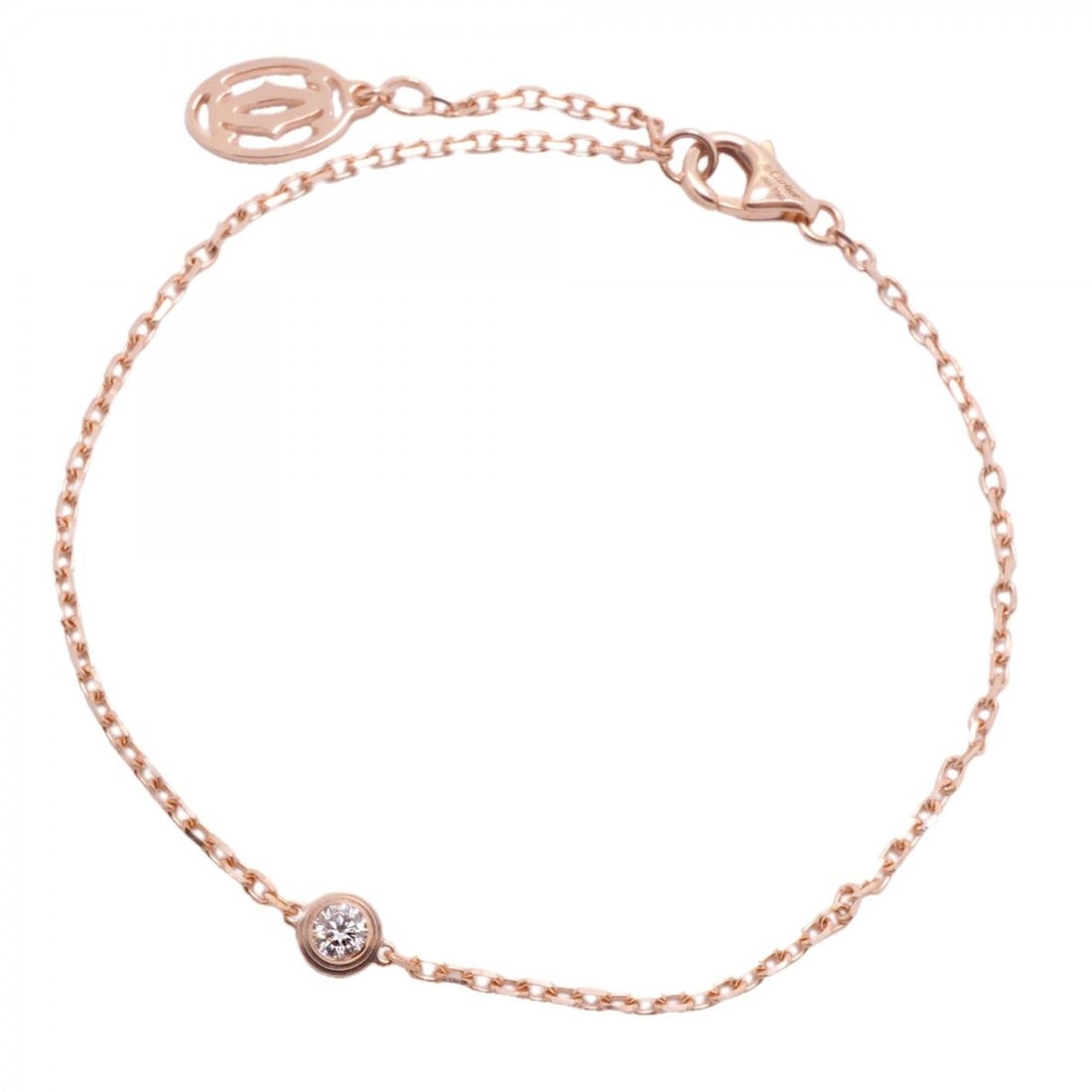 Cartier Damour Bracelet SM 1PD 18KPG Pink Gold Diamond Ladies: --- Catalog ---Category: SizeLength: 18cm / 7.08''Category: DesignType: Charm braceletStone: DiamondGender: WomenMaterial: Pink gold (18K)Category: GeneralBrand: Cartier--- Item List ---Section: Condi